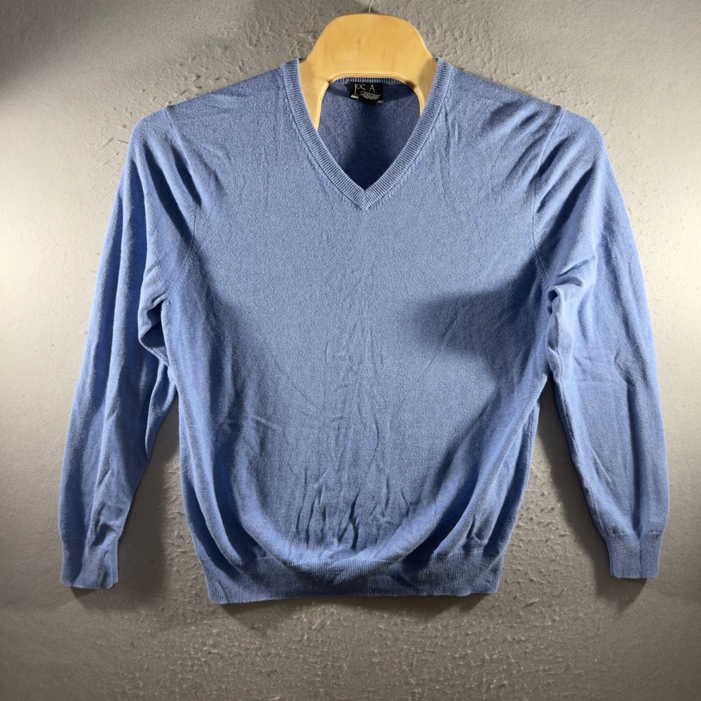 3105 | Jos. A. Bank Classic Collection 100% Cotton V-Neck Sweater Blue Mens L